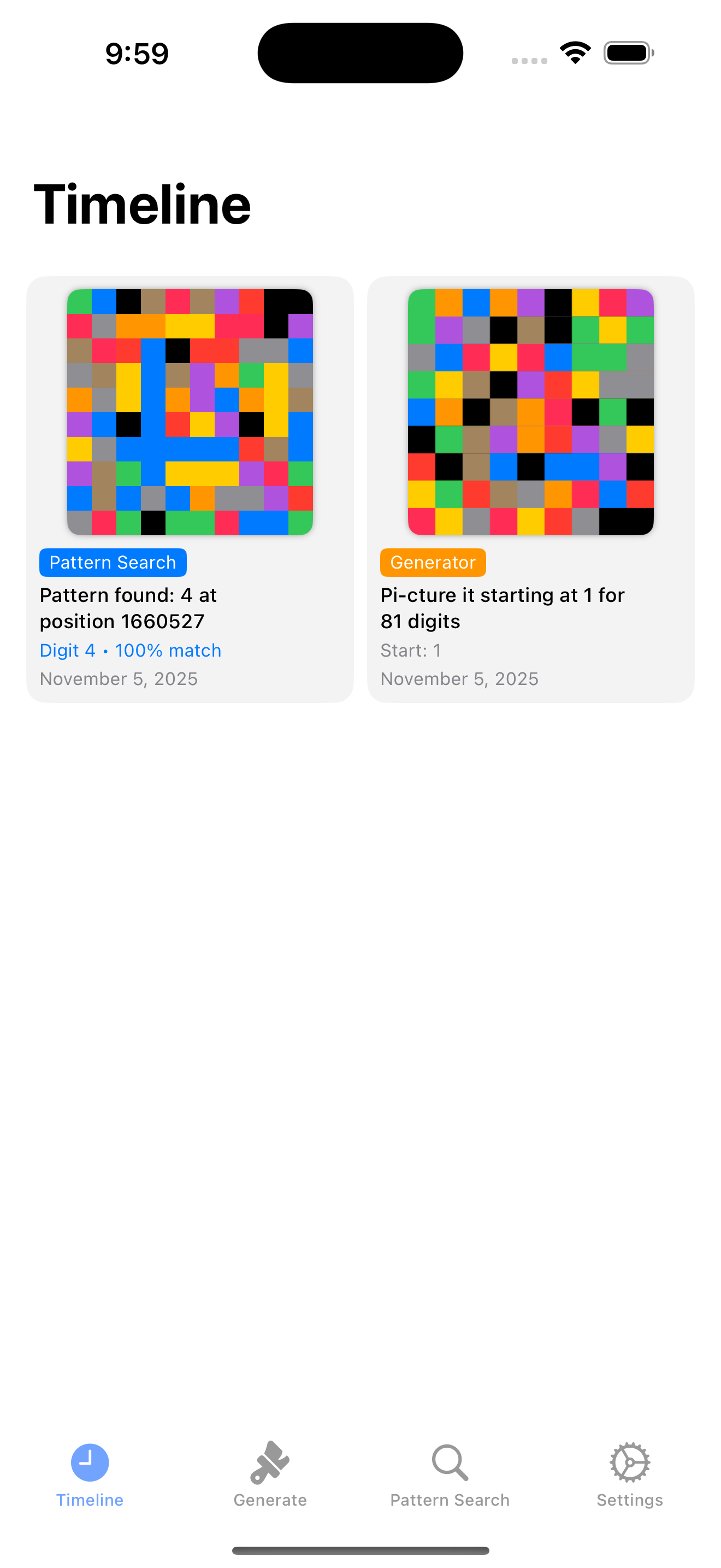 Timeline of saved Pi-ctures